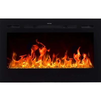 Majestic 92 cm Elektrokamin mit einstellbarer Wärme, Schwarz, energiesparende LED